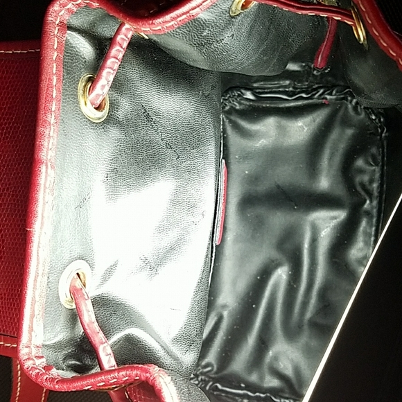 LANCEL PARIS Made in FRANCE Red Leather Backpack Vintage Distressed Zipper - Picture 8 of 16